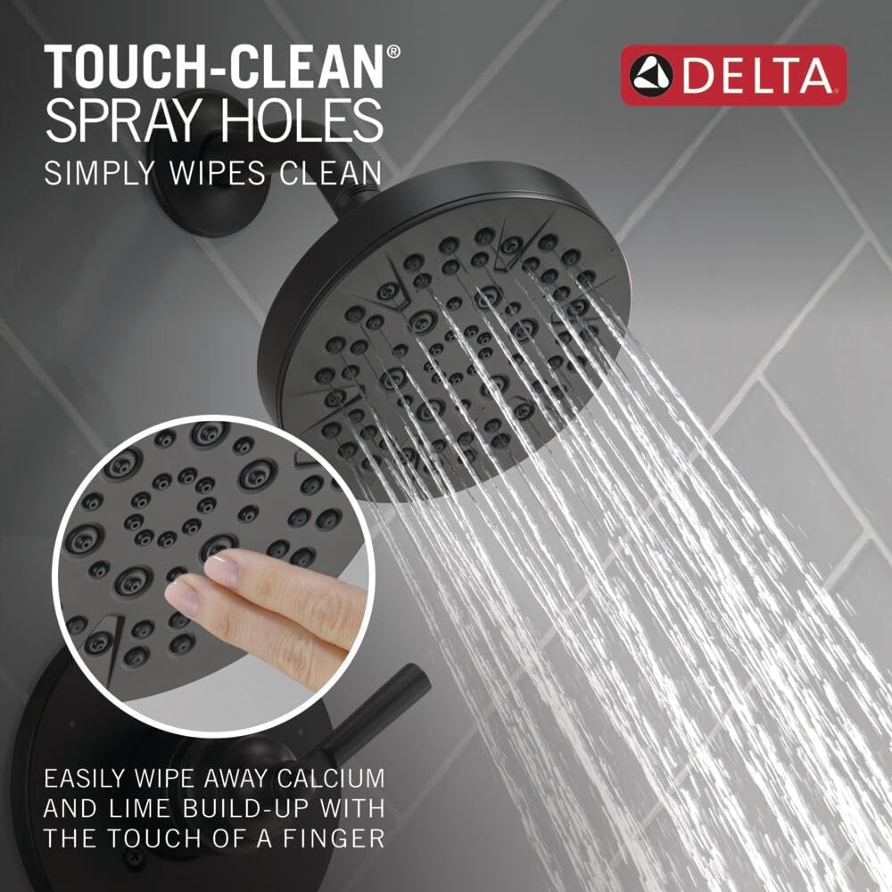 Delta Saylor 14 Series 5-Setting Shower Faucet Set, Matte Black Shower Head and Handle Set, Valve Trim Kit, Matte Black T14235-BL (Valve Not Included)
