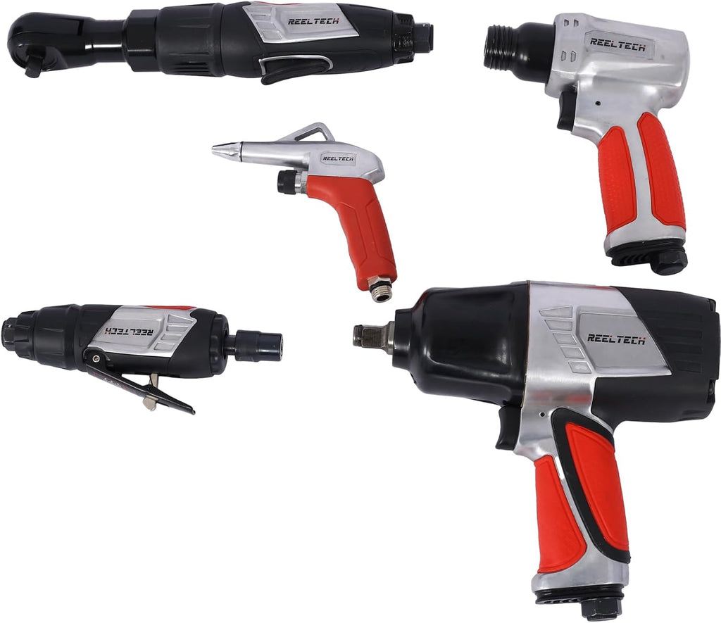 44-Piece Professional Air Tool Accessory Kit) - Craftsman Air Tools, Impact Wrench, Air Ratchet, Die Grinder, Blow Gun, Air Hammer, Dual Air Chuck, Tire Gauge, etc (Red)
