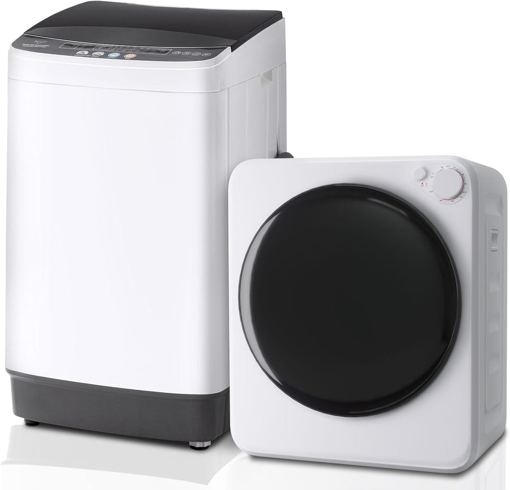 Erivess 1.8Cu.Ft Portable Clothes Dryer and 2.0Cu.Ft Full Automatic Washing Machine Set, Washer and Spinner Combo, Stainless Steel Tub, Space Saving,Ideal for Laundry, Apartments, Dorms
