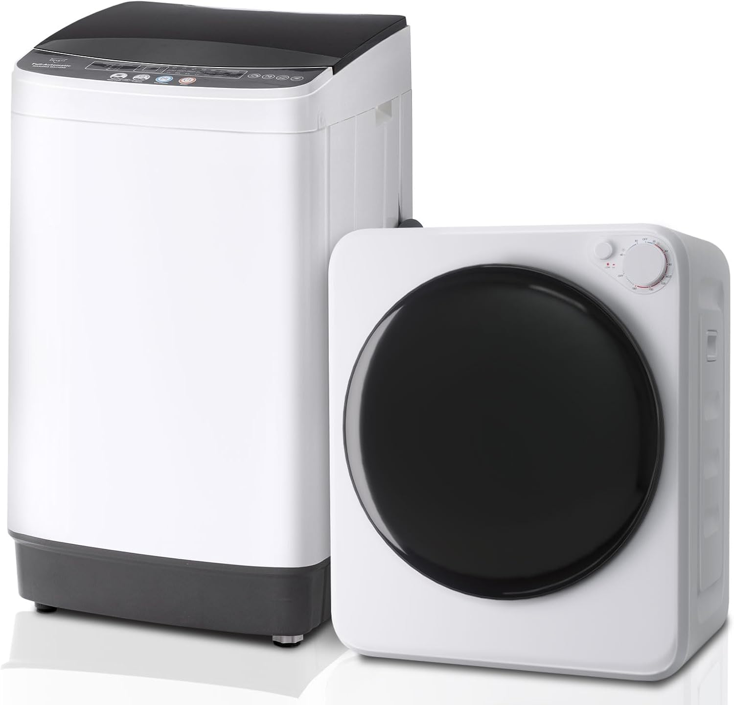 2.0Cu.Ft Full-Automatic Washing Machine & 1.6Cu.Ft Compact Dryer Combo Set, 10 Washing Programs & 5 Drying Modes, Compact Washer and Dryer for Apartment, Bathroom, Home, RV-Camping