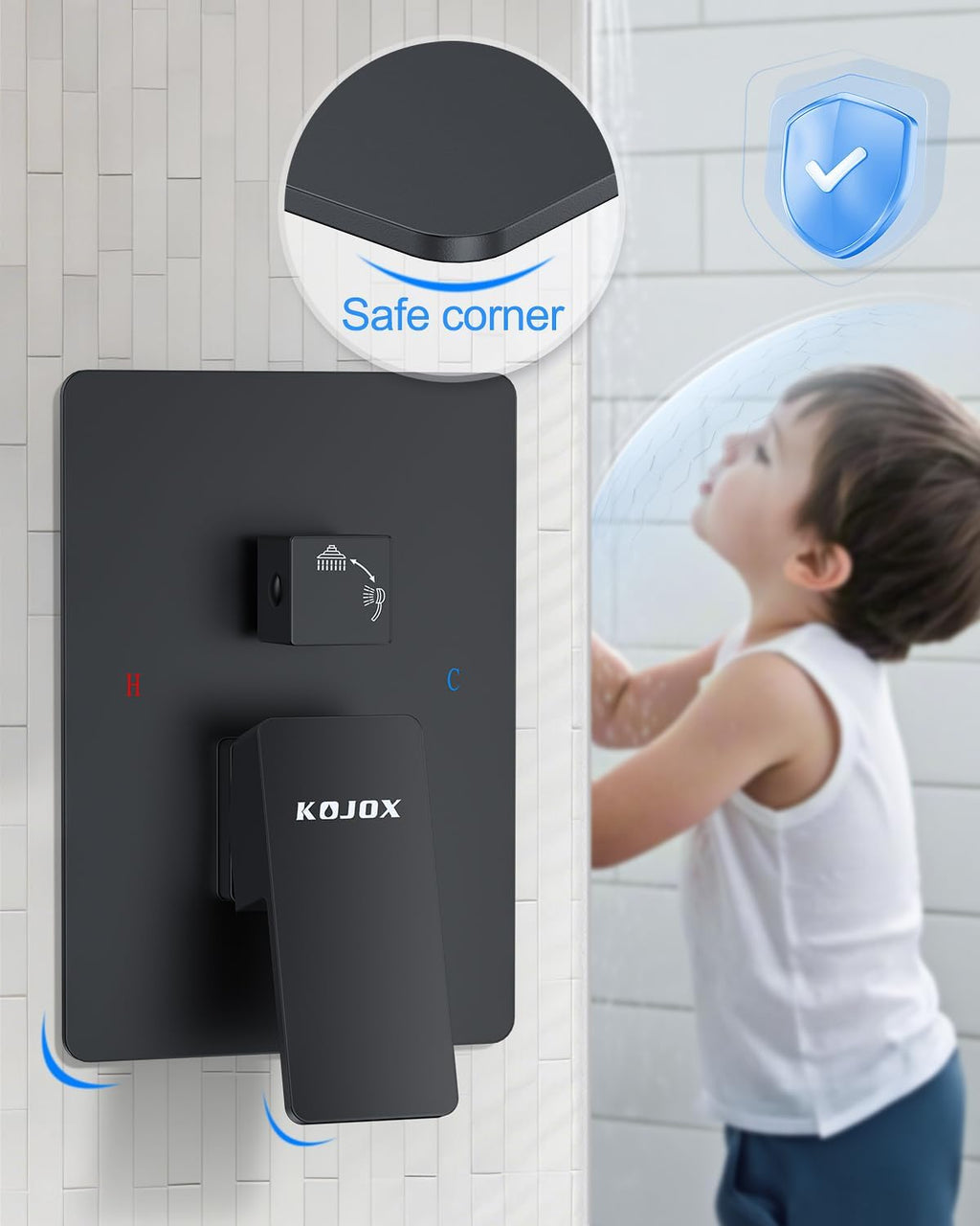 Matte Black 13-Inch Rainfall Shower System - Premium Shower Head & Handheld Sprayer, Complete Bathroom Set with Faucet Mixer Trim Kit & Valve