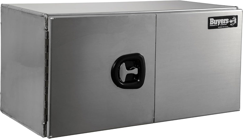 Buyers Products 1705433 Pro Series 24x24x30 Smooth Aluminum Underbody Truck Tool Box, Single Barn Door, Compression Latch, 0.125 in Thick, Rain Gutter & Bulb Seal, Bolt-On Stainless Hinge