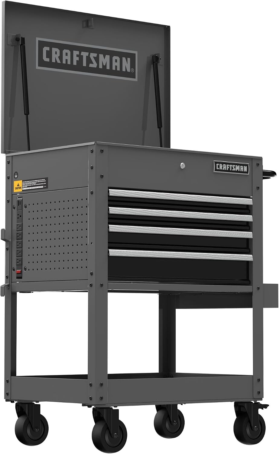 CRAFTSMAN Tool Chest with Wheels, Rolling Cart with Drawers, Power Outlets and USB Port, Steel Storage Tool Cabinet with 4 Drawers, Toolbox on Wheels, Supports up to 700 lbs, Grey (CMST98276GB)