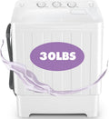 Nictemaw Portable Washing Machine 30Lbs Capacity Twin Tub Compact Laundry Machine 19Lbs Washer and 11Lbs Spin Dryer with Built-in Drain Pump, Small Washing Machine for Apartments, Dorms, RVs