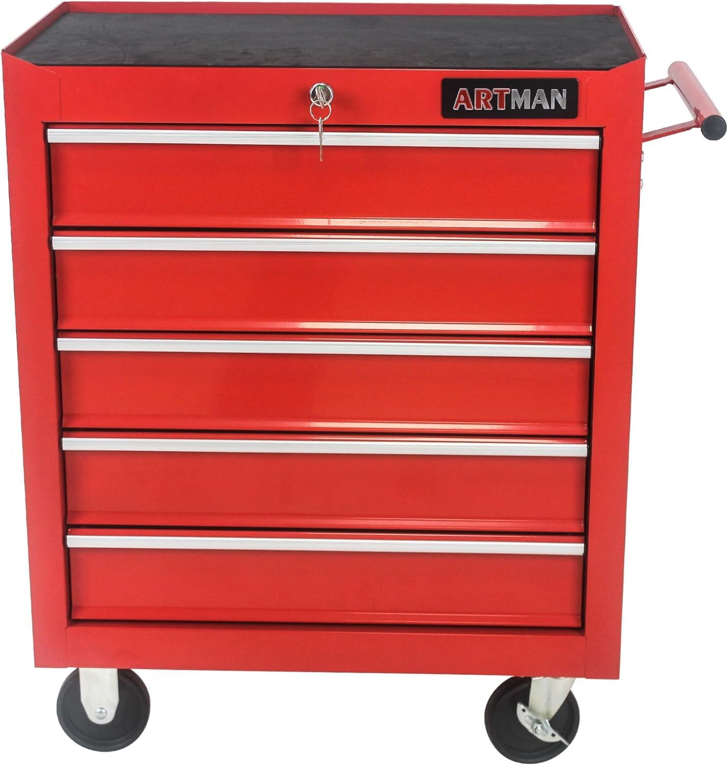 5 Large Drawers Rolling Tool Cart on Wheels, Trolley Organizer Tool Case Tool Chest, Multifunctional Tool Storage Tool Box for Workshop, Garage, Warehouse RED