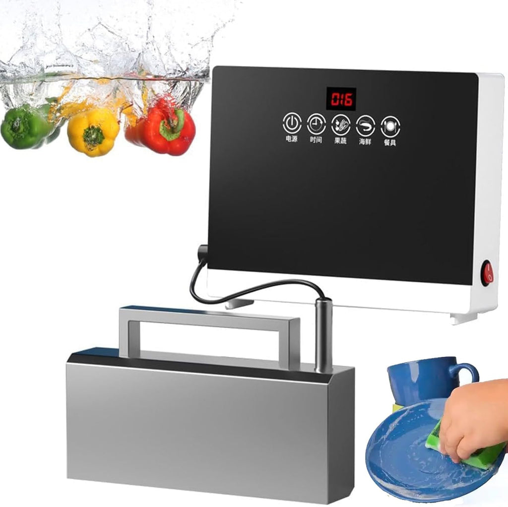 Ultrasonic Dishwasher in Sink, 380W Electric Sink Dish Washing Machine Cleaner with Touch Control, Multifunctional Fruit Vegetables Sink Dishwasher, Installation-Free