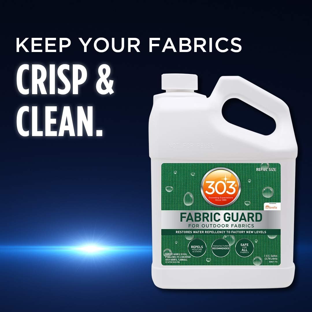 303 Products Fabric Guard, Water Repellent Spray for Outdoor Fabrics – Protects Upholstery, Cushions & Canvas, Stain Protection, Sunbrella Recommended, 1 Gallon (4-Pack)