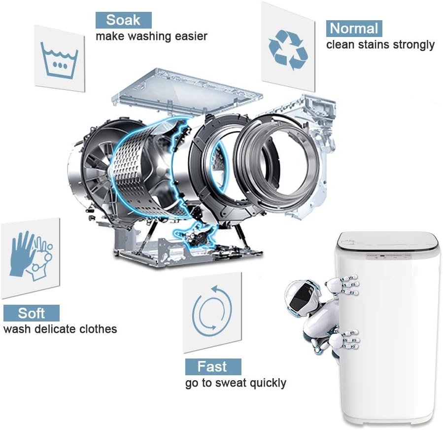 kapas kps35-735h2 upgraded compact washing machine, fully automatic 2-in-1 washer and spin dryer machine build-in pump and long hose, 8 lbs. capacity 8 lbs. top load tub washer