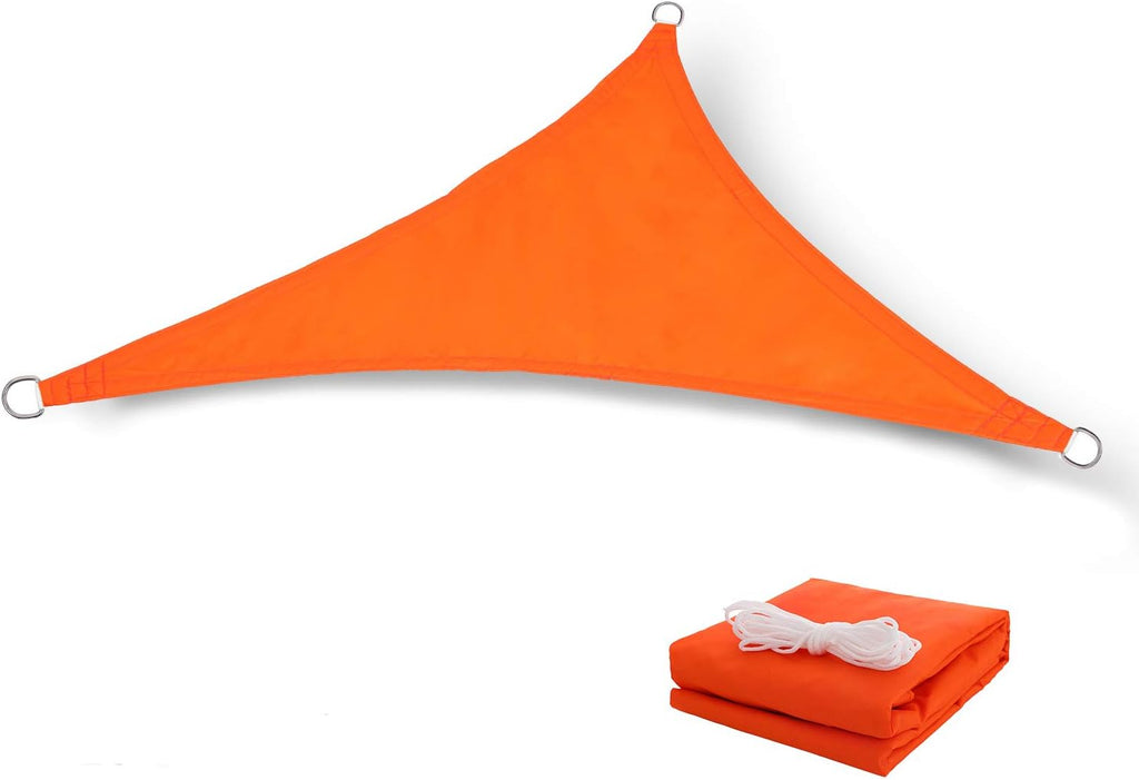 Terylene Waterproof Sun Shade Sail UV Blocker Sunshade Patio Equilateral Triangle Knitted 220 GSM Block Fabric Pergola Carport Awning 12' x 12' x 12' in Color Orange