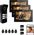 Wired Video Doorbell Intercom System 3 Unit 7 Inch Monitor Door Phone Kit 1080P Camera Night Vision,Support Remote Unlock Door Release,Snapshot for Home Vally Apartment (1 doorbell(b)+3 minitor(b))