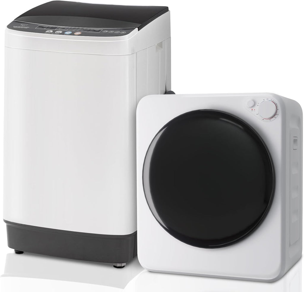 Erivess Compact Washer and Dryer Combo Set, 2.0Cu.Ft Full-Automatic Washing Machine with 10 Washing Programs & 1.6Cu.Ft Compact Dryer with 5 Drying Modes, for Apartment, Bathroom, RV-Camping, White
