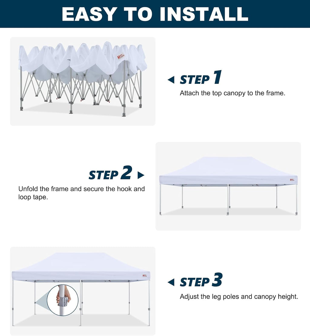MASTERCANOPY Pop Up Canopy Tent Commercial Grade 10x20 Instant Shelter (White)