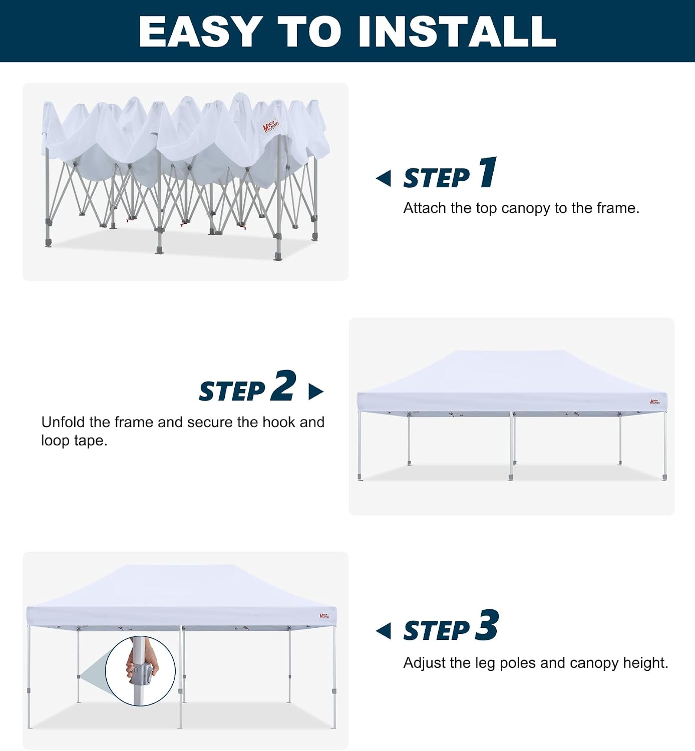 MASTERCANOPY Pop Up Canopy Tent Commercial Grade 10x20 Instant Shelter (White)