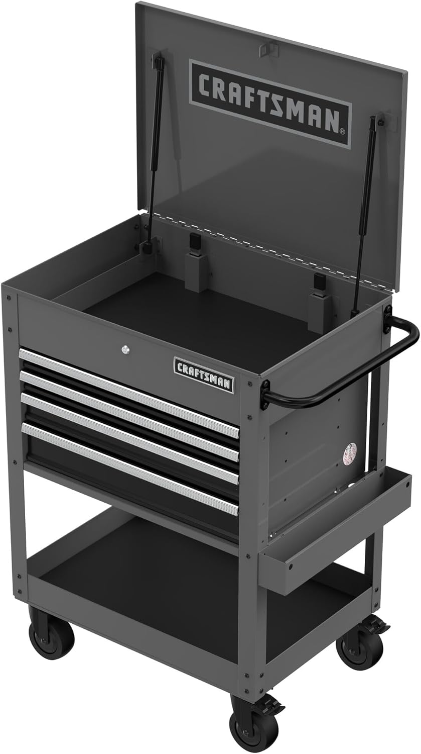 CRAFTSMAN Tool Chest with Wheels, Rolling Cart with Drawers, Power Outlets and USB Port, Steel Storage Tool Cabinet with 4 Drawers, Toolbox on Wheels, Supports up to 700 lbs, Grey (CMST98276GB)