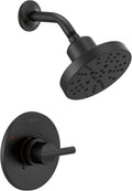 Delta Nicoli 14 Series H2Okinetic Shower Faucet Set, Matte Black Shower Head and Handle Set, Valve Trim Kit, Matte Black 142749-BL (Shower Valve Included)