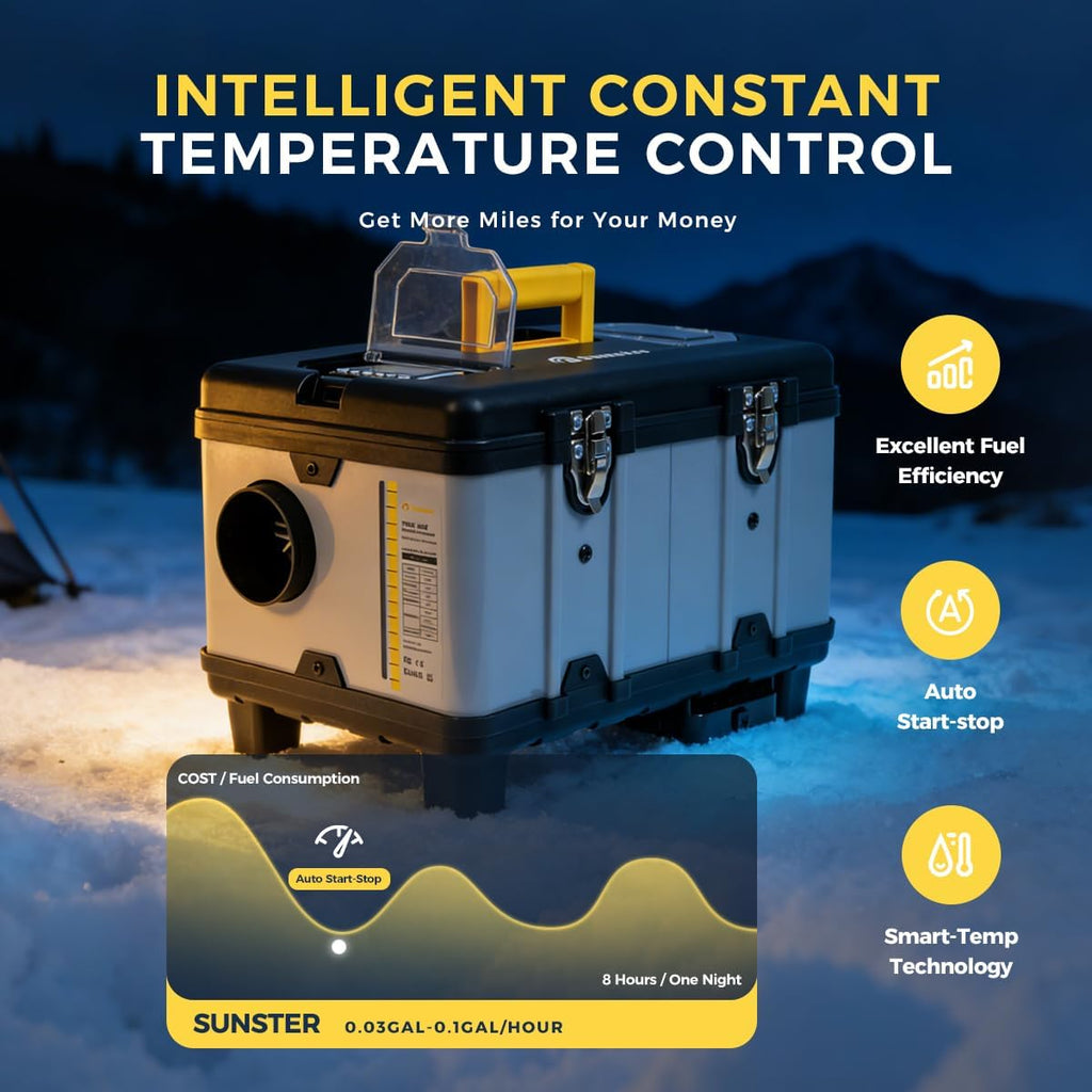8KW Diesel Air Heater, 110V/12/24V All-in-One Portable Diesel Heater, with APP Control, 5500m Max Altitude Mode, Auto Start-Stop and Wireless Temperature Sensing, for RV Garage Truck Boat Tent