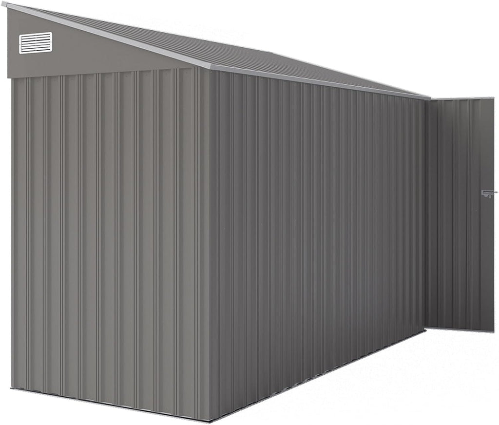 8 X 4 Ft Outdoor Storage Shed, Metal Garden Tool Shed with Lockable Door, Outdoor Door Storage Cabinet for Patio, Garage, Poolside, Bikes, and Garden (Gray)
