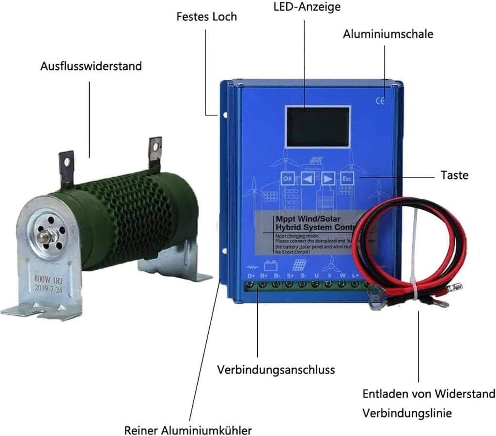Wind Solar Hybrid Charge Controller,12000W-18000W with Dump Load Wind Turbine Generator Solar Panel Auto Regulator,12V/24V/48V for Wind Turbine Generator Charger Battery,16000W-24V