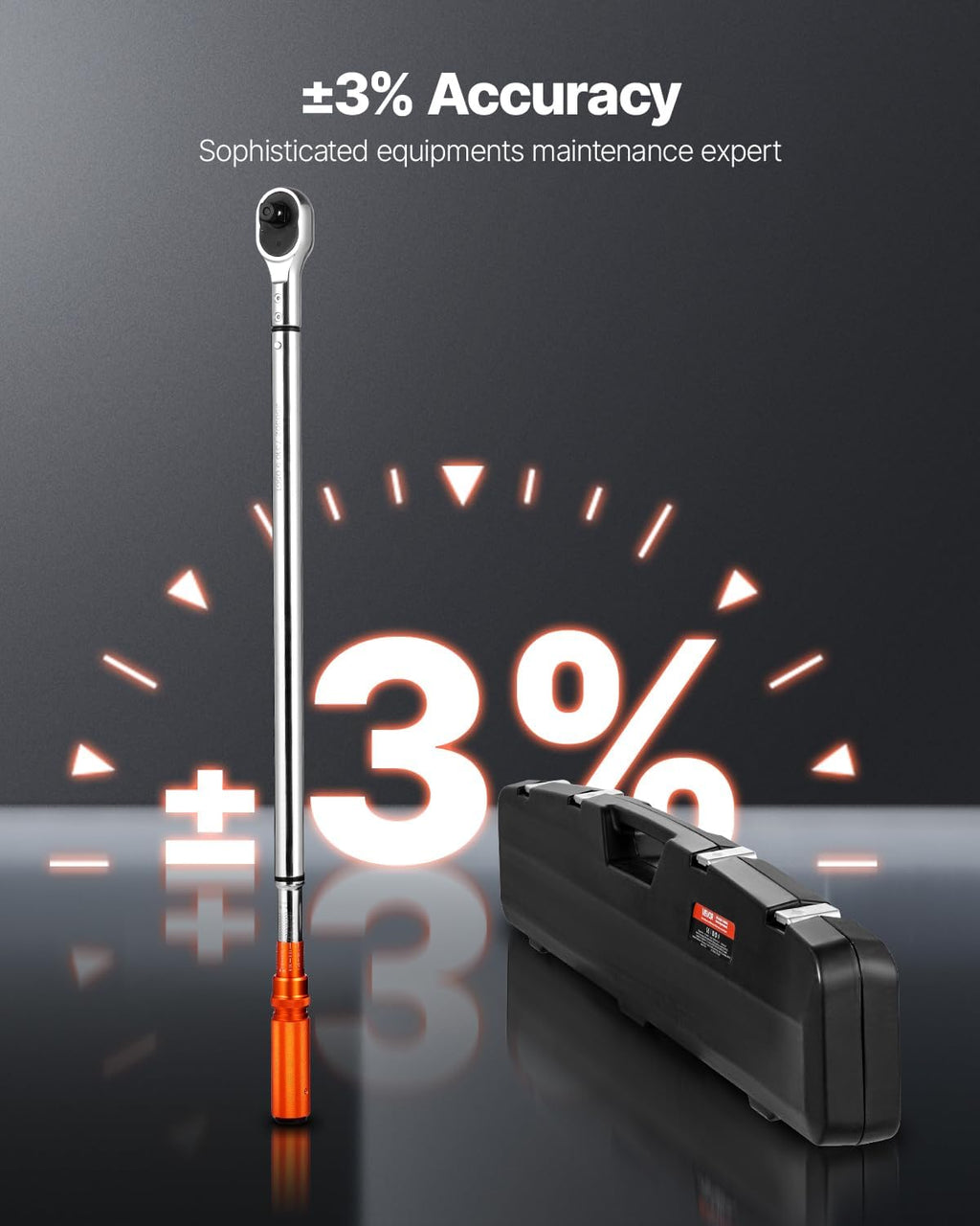 VEVOR 3/4 Inch Drive Torque Wrench 100-600fFT.LB/136-814Nm, 1 Inch Adapter, Split Beam, 48'' Length, less effort for Off-road Equipment,Truck,Motor Homes & Drilling Platform