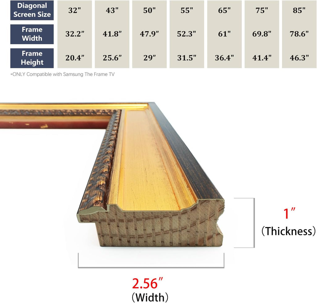 Gilded Rococo Gold 32' TV frame - Compatible ONLY with Samsung The Frame TV (Fits 2021-2026 models, model codes: 32LS03A/B/C/FA)