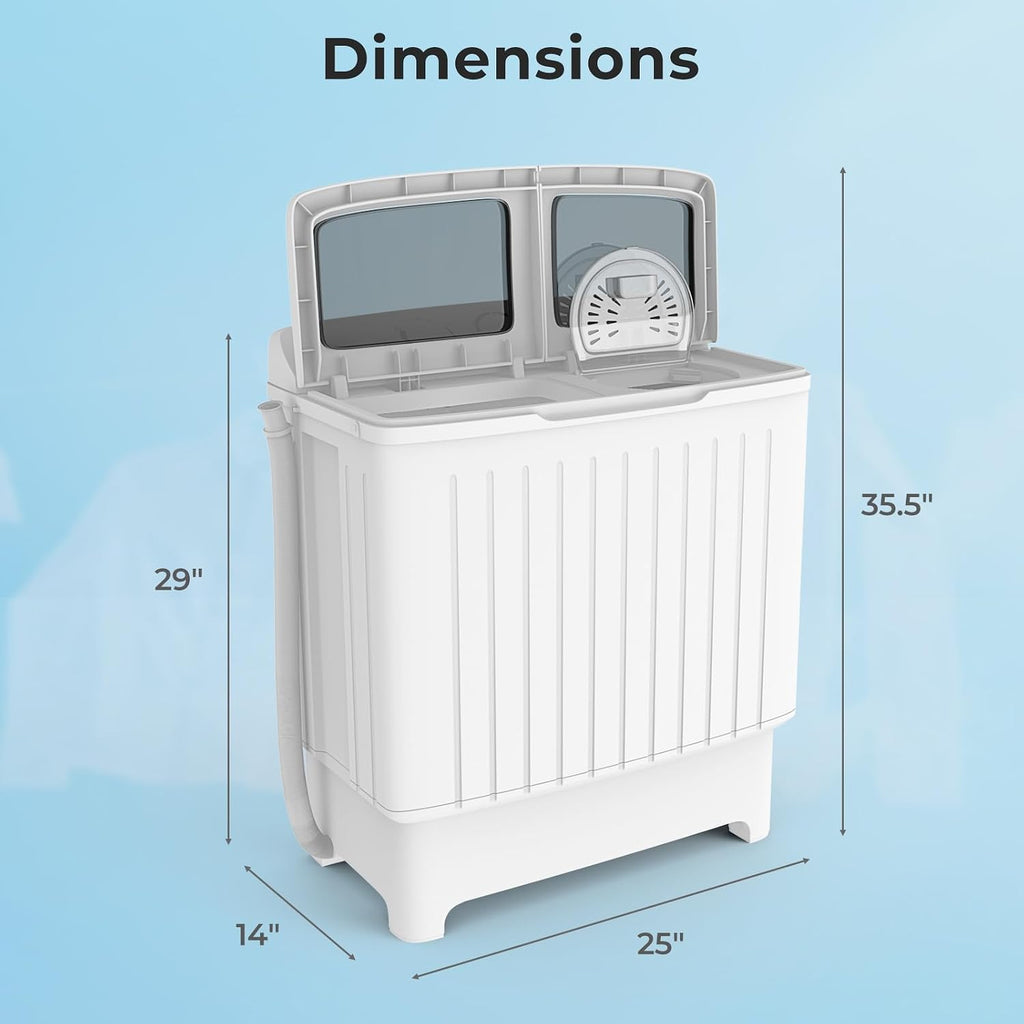 ARLIME Portable Washing Machine, 20lbs Mini Twin Tub Washing Machine w/Drain Pump, Semi Automatic 12lbs Compact Washer & 8lbs Sipnner, Portable Washer Dryer Combo for Apartments Dorms RV Camping