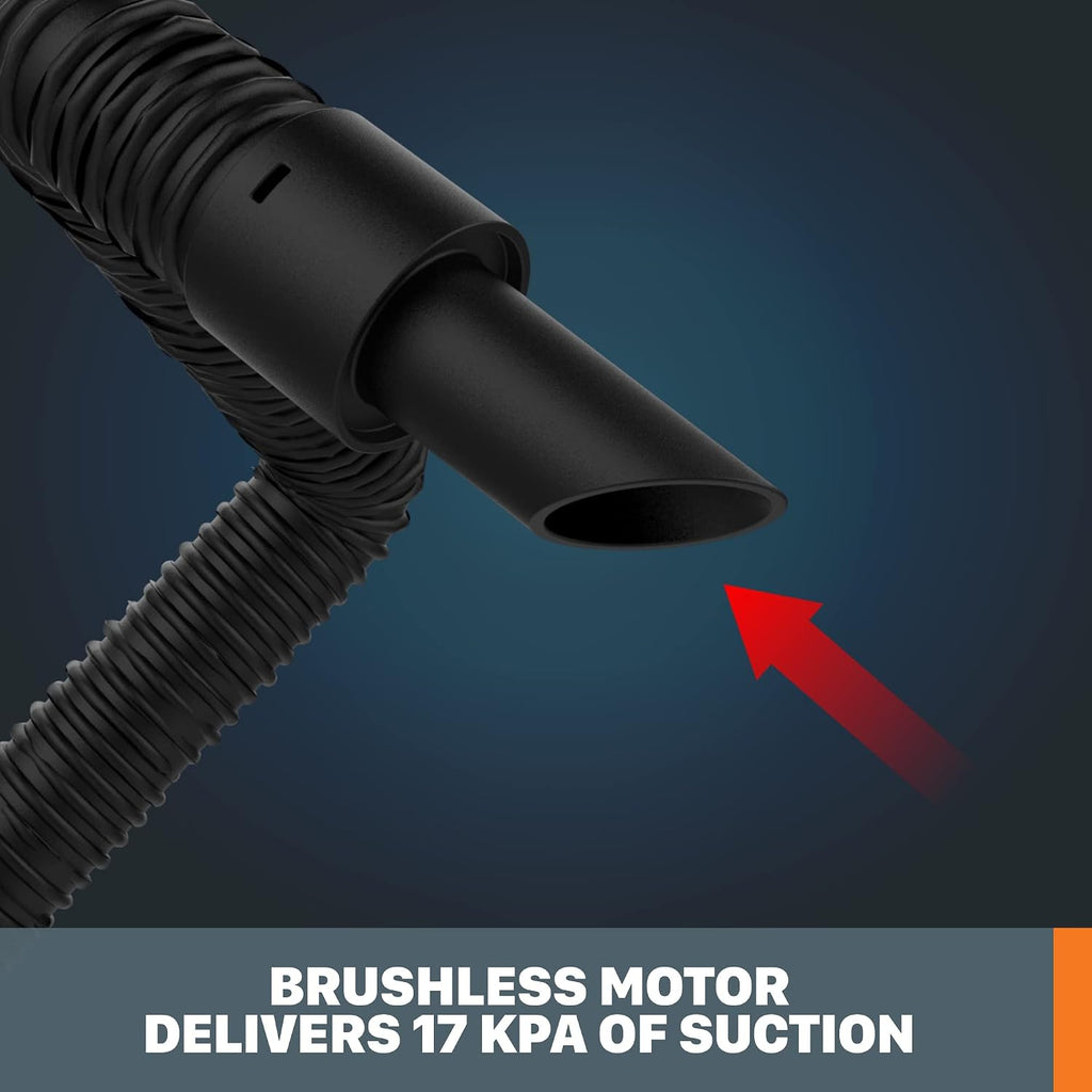 WORX Nitro WX031L.9 20V 2.1 Gal Cordless Wet/Dry Vacuum (Tool Only), Black, Orange