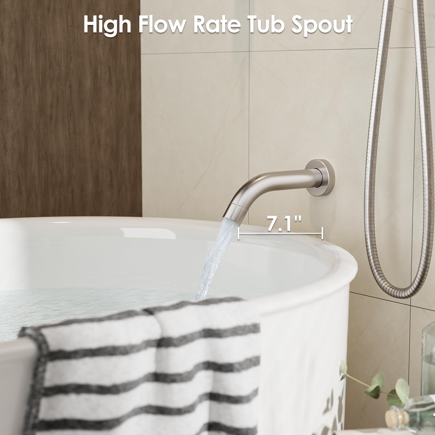 Gabrylly Bathtub Shower Faucet Set, Tub Shower System with 3-Way Shower Valve, High Pressure 10' Rain Shower head with Handheld Spray Combo, Wall Mounted Rainfall Shower Head Set, Brushed Nickel