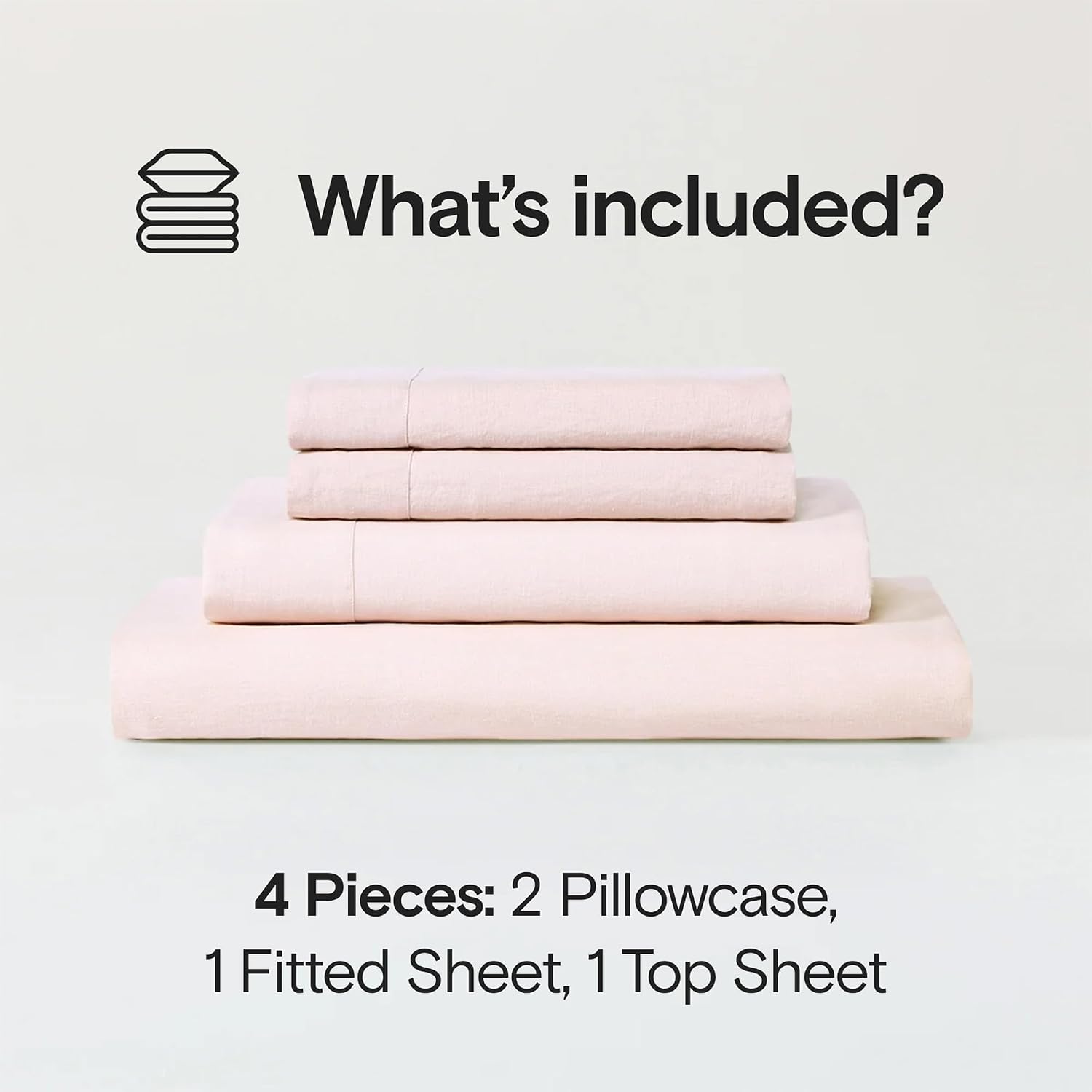 Sijo Stone Washed Organic French Linen Bed Sheet Set, GOTS Certified Organic, Best Cooling Linen Sheet Award by Sleep Foundation, 4 Piece - 2 Pillowcases, 1 Fitted and 1 Flat (Blush, Queen)