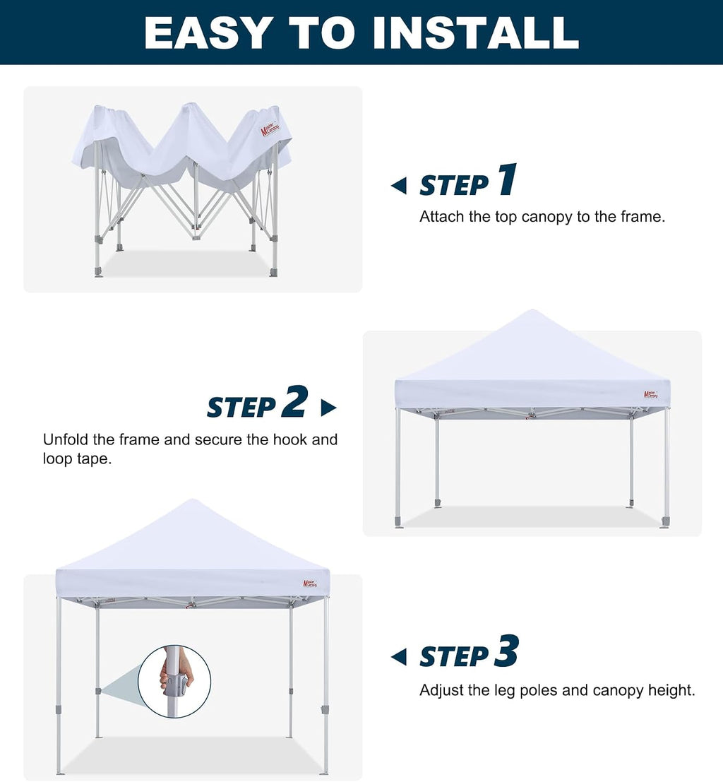 MASTERCANOPY Pop Up Canopy Tent Commercial Grade 10x10 Instant Shelter (White)