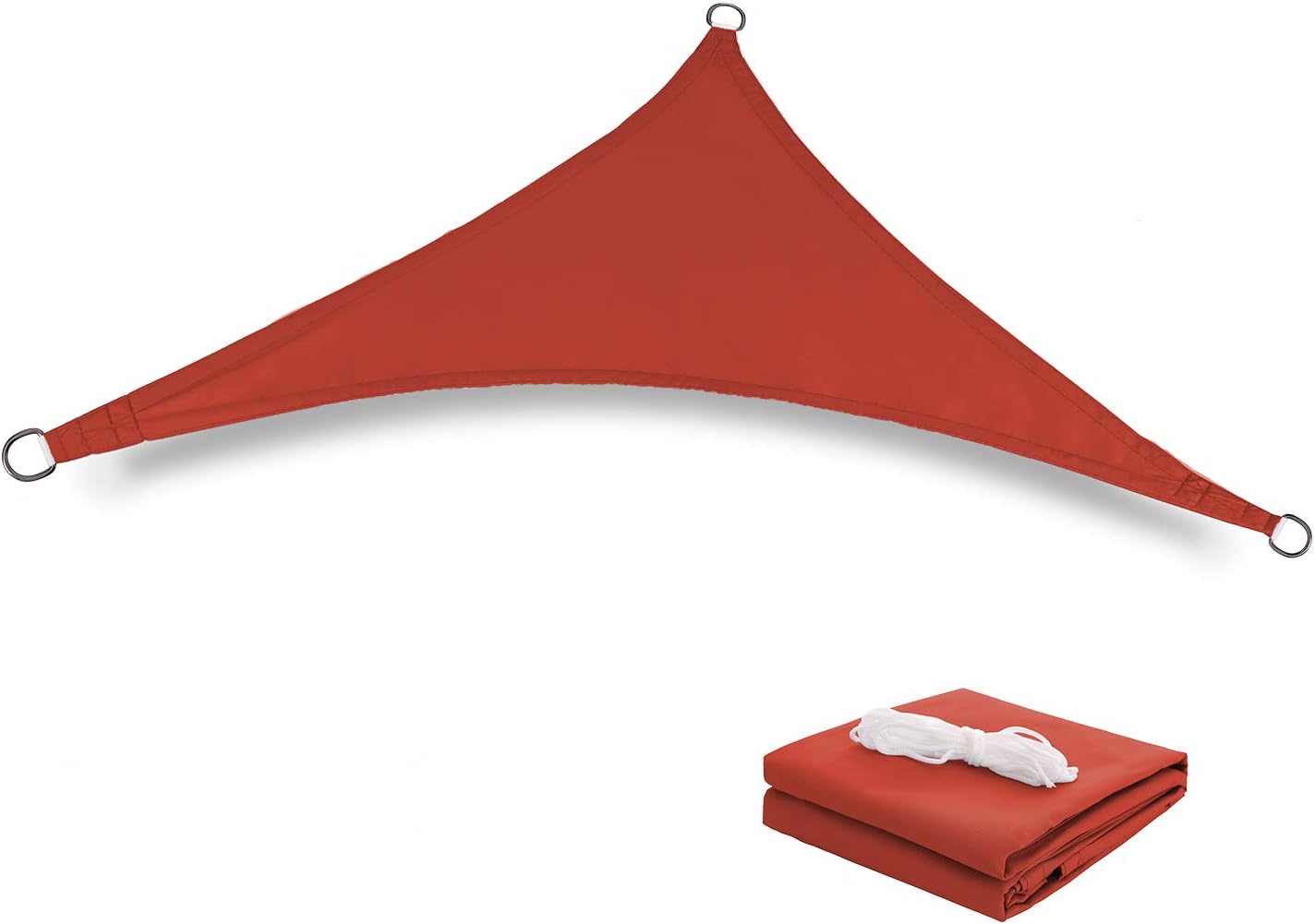 Terylene Waterproof Sun Shade Sail UV Blocker Sunshade Patio Equilateral Triangle Knitted 220 GSM Block Fabric Pergola Carport Awning 12' x 12' x 12' in Color Iron Red