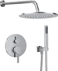 Gabrylly Shower System, Wall Mounted Shower Faucets Set with Shower Valve, High Pressure 10' Rain Shower head with Handheld Spray Combo, 2 Way Rainfall Shower Head Set, Chrome