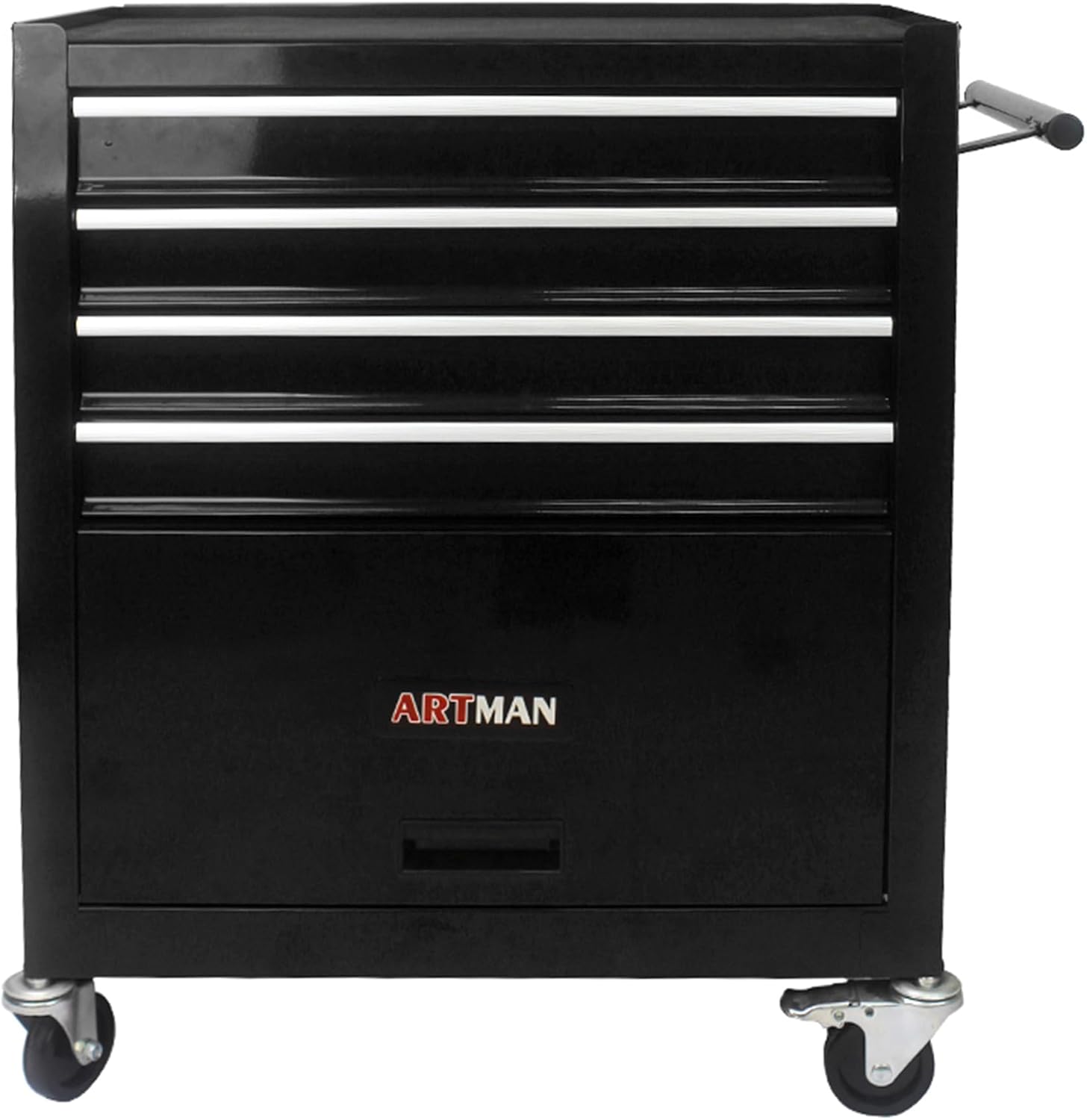 4-Drawer Tool Cart on Wheels, Drawers Rolling Tool Chest with 1 Cabinet, Mobile Trolley Organizer Tools Box with Locking Wheels & Ball Bearing Drawers for Garage,Warehouse,Repair Shop (Black)