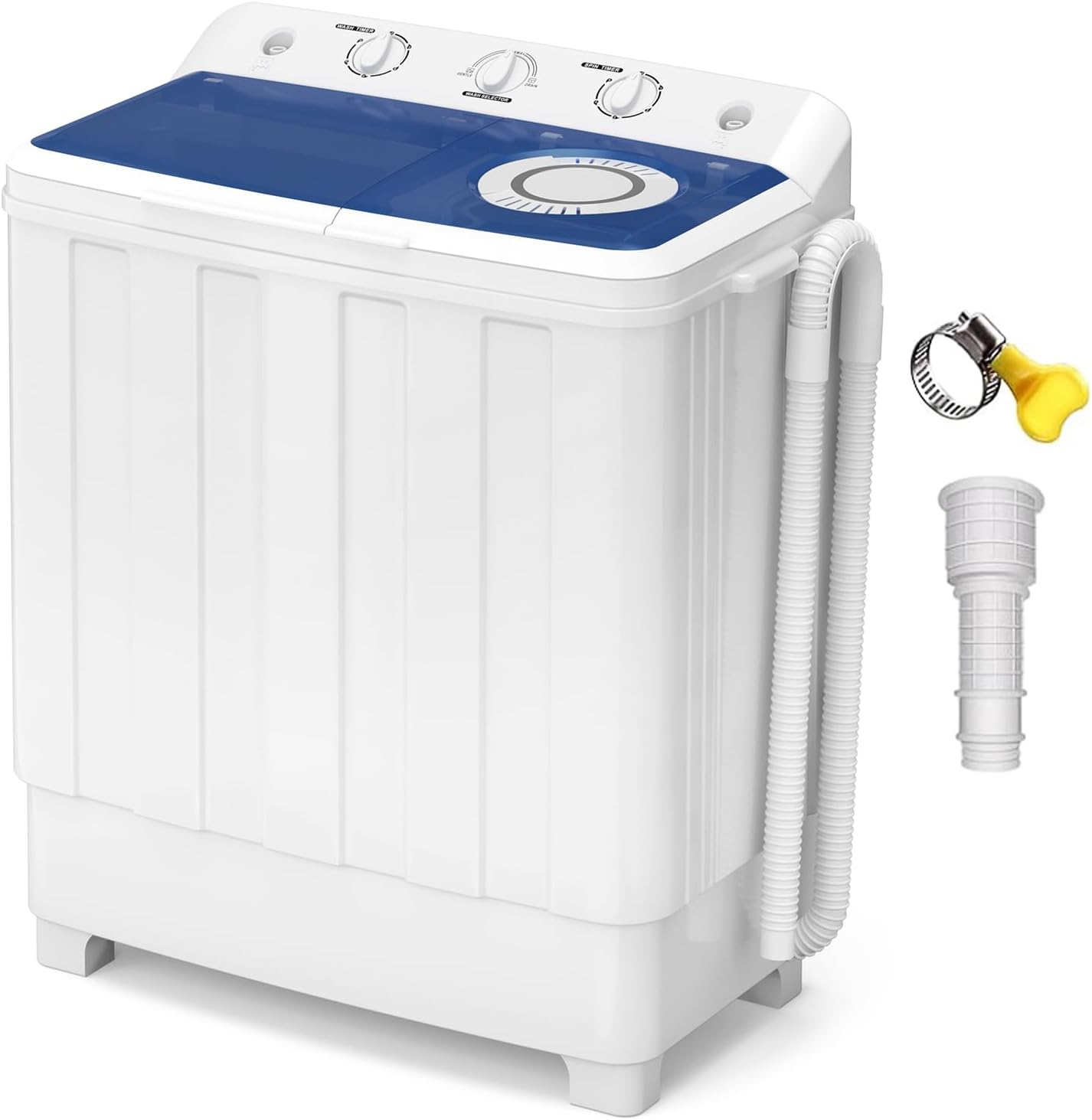 VCJ Portable Washing Machine, Twin Tub Washing Machine Laundry Compact Washer spinner Combo with 28lbs capacity, 18Lbs Washer and 10Lbs Spinner dryer for Apartments RVs and Dorms