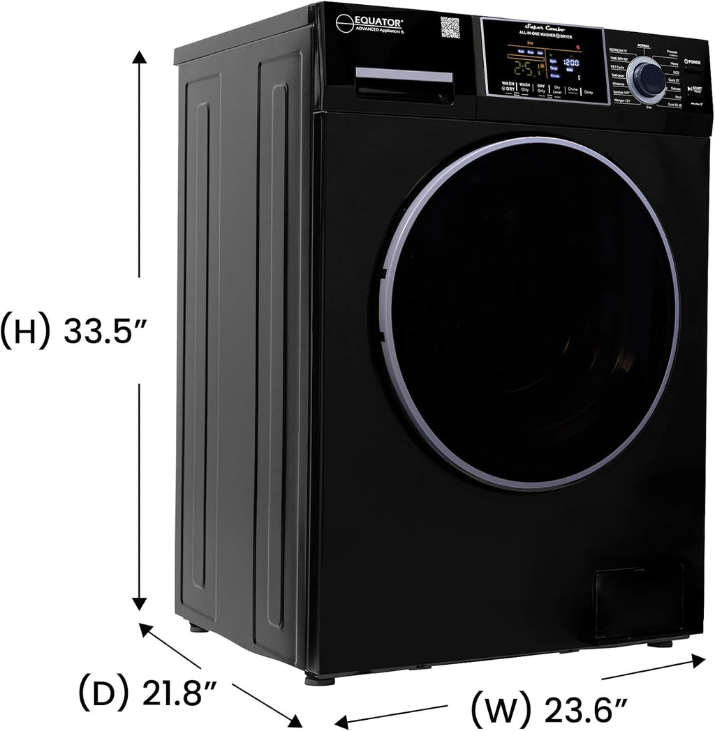 Equator All-in-One Washer Dryer VENTED-DRY 30% FASTER than Condense 15lb 110V in Black