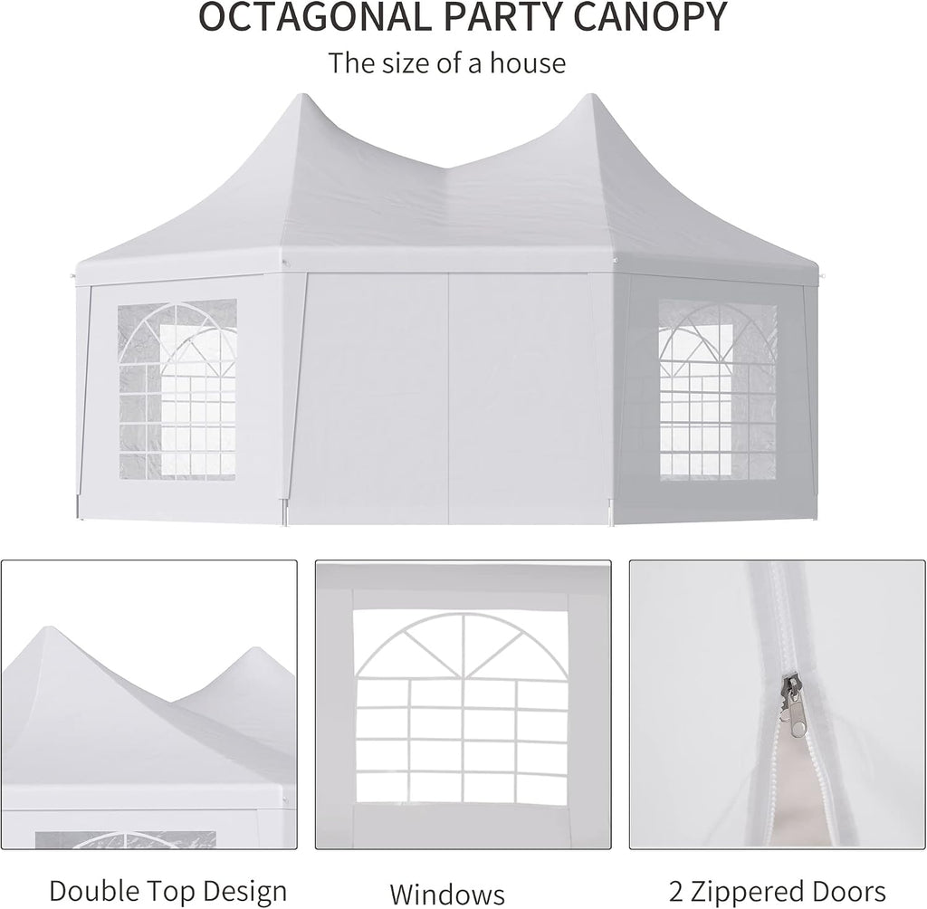 Outsunny 22 x 16 ft Party Tent With Sidewalls, Heavy Duty Event Gazebo With 2 Doors and 6 Windows for Weddings and Outdoor Parties, White