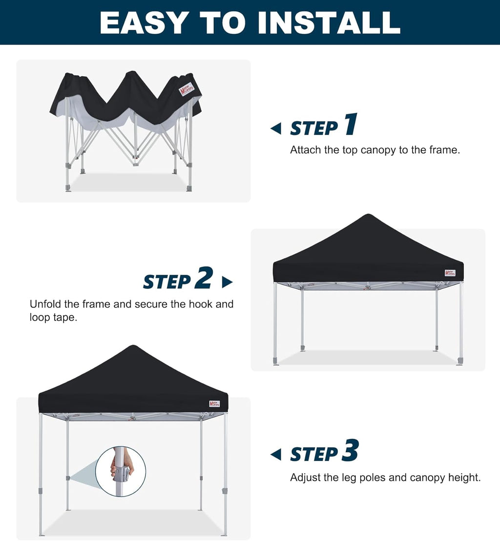 MASTERCANOPY Pop Up Canopy Tent Commercial Grade 10x10 Instant Shelter (Black)