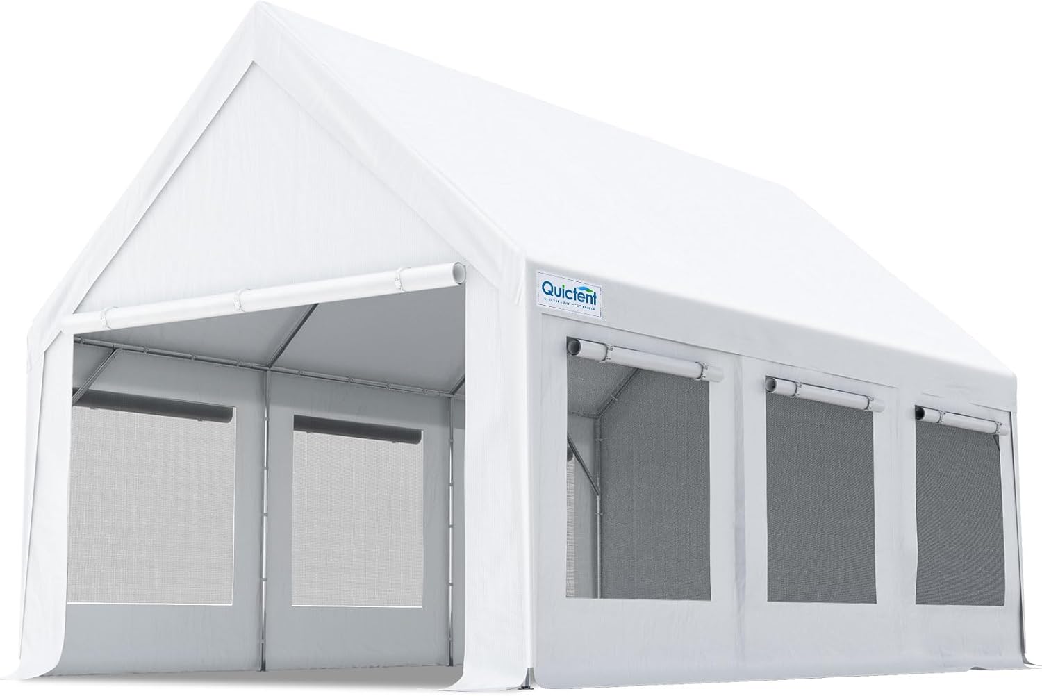 Quictent 10x20 ft Heavy Duty Carport Canopy, Waterproof Outdoor Shelter with Ultra-High Peak & Ventilation Windows, Portable Garage for Parking, Storage, Events & Wedding, Whtie