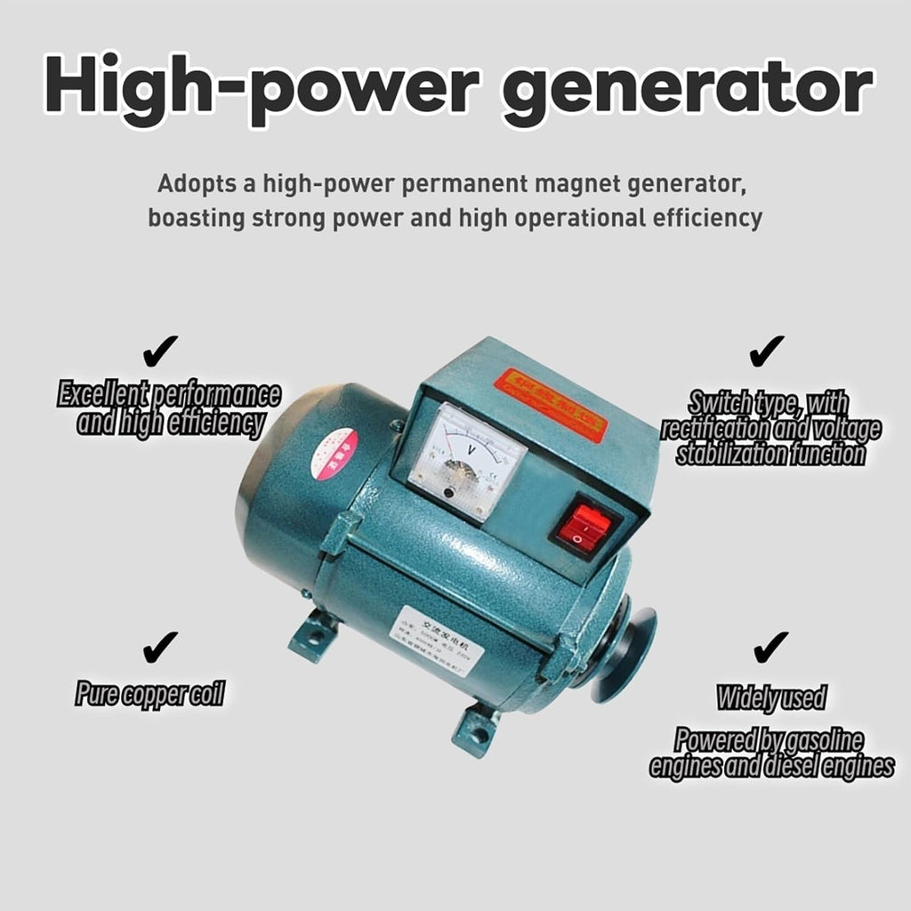 7000W 220V Small Generator Pure Copper Wire Gasoline Engine Permanent Magnet Brushless Belt Diesel Engine Lighting Generator
