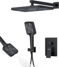 Matte Black 13-Inch Rainfall Shower System - Premium Shower Head & Handheld Sprayer, Complete Bathroom Set with Faucet Mixer Trim Kit & Valve