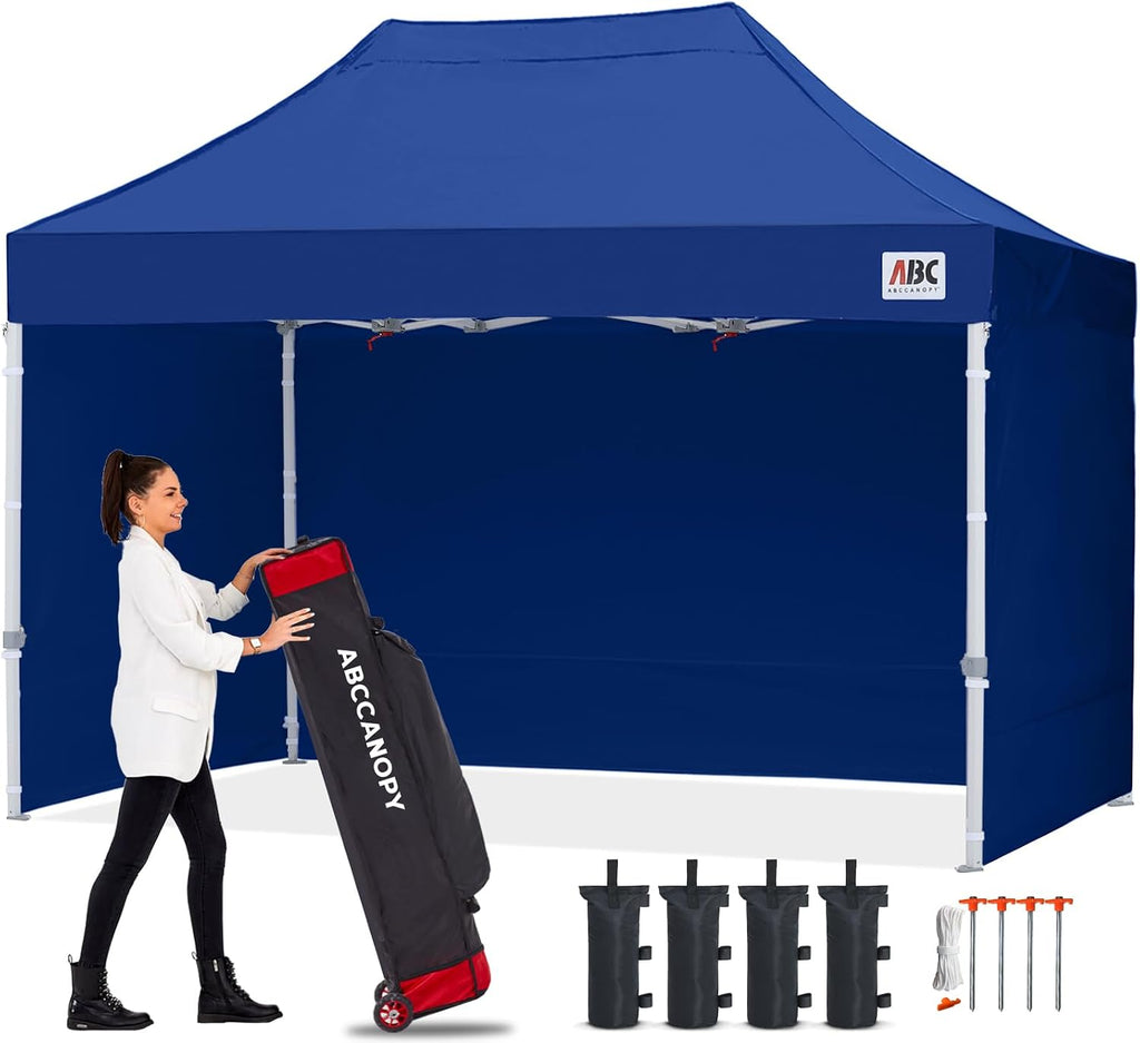 ABCCANOPY Easy Pop Up Canopy Tent with Sidewalls 8X12 Commercial -Series, Navy Blue