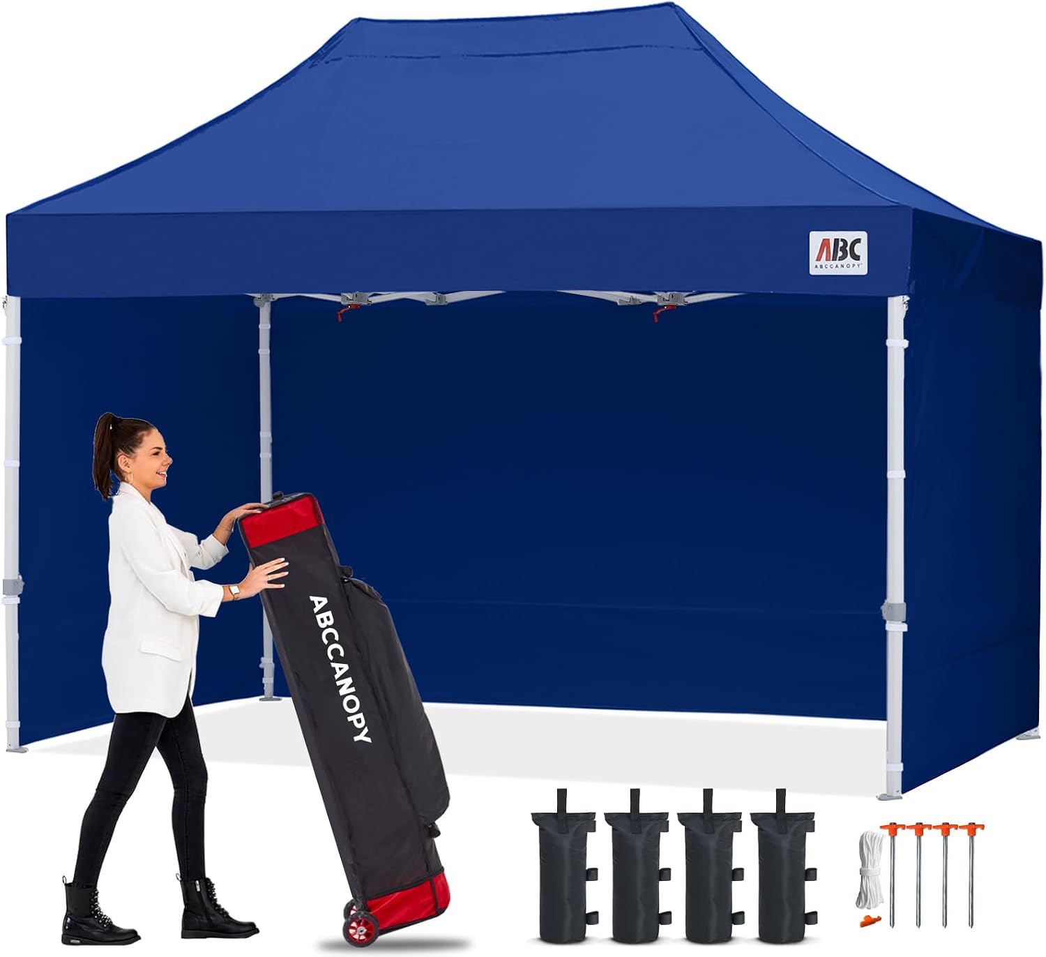 ABCCANOPY Easy Pop Up Canopy Tent with Sidewalls 8X12 Commercial -Series, Navy Blue