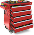 Rolling Tool Chest with Wheels, 5 Drawers Tool Storage Cabinet, Portable Metal Tool Box Organizer with Lock, Tool Cart on Wheels Toolbox Workbench for Garage, Workshop, Warehouse(Required Assembly)