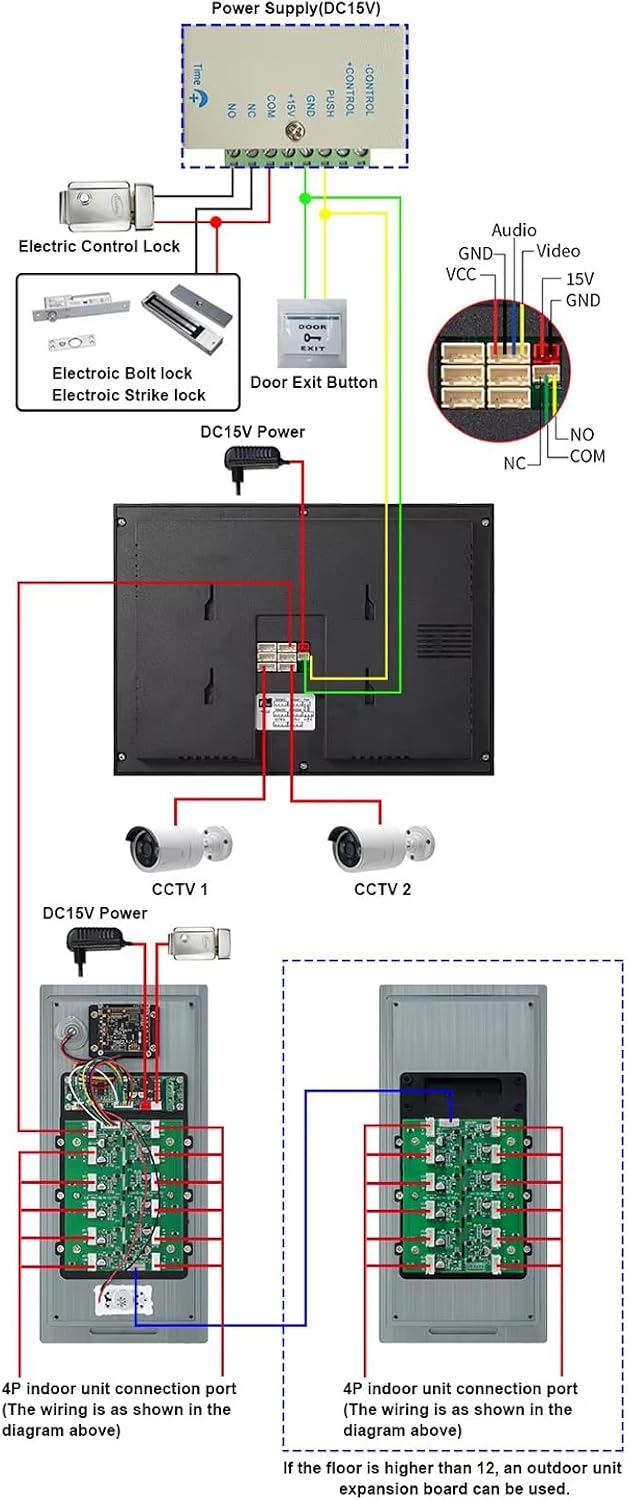 Wired Video Apartment Intercom System,6/12/18/24 Units 7 Inch Monitor 1080P Doorbell Intelligent Doorphone Kit with Motion Detection,Anti-Tamper Alarm,3 in 1 Unlock for Flat House,Tuya (12 Monitor)