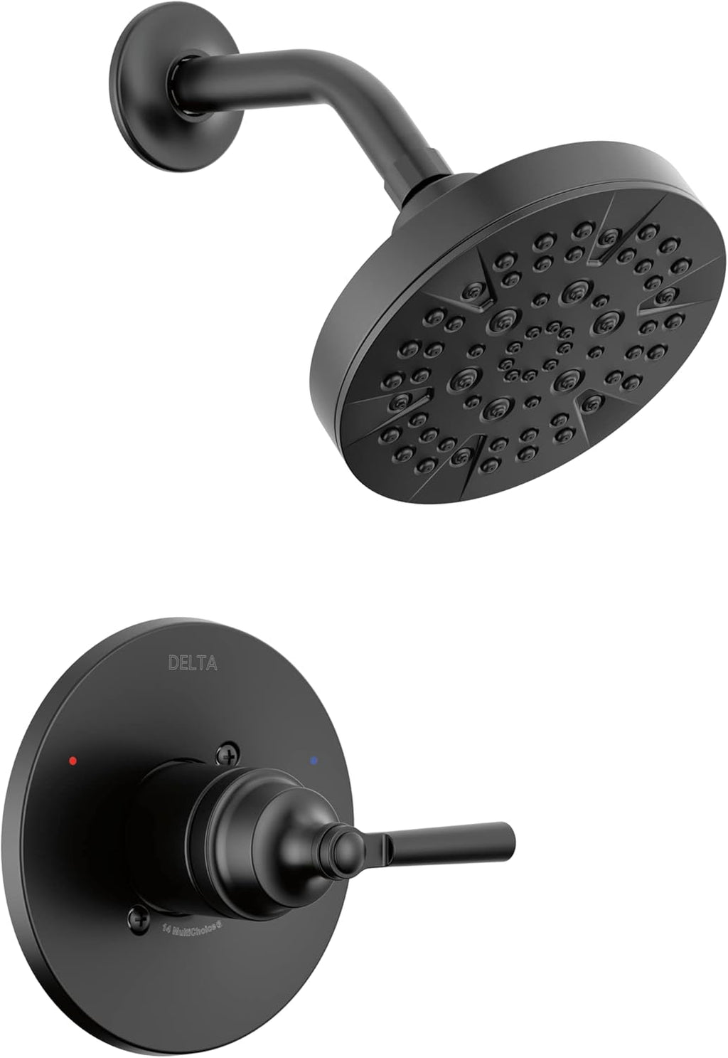 Delta Saylor 14 Series 5-Setting Shower Faucet Set, Matte Black Shower Head and Handle Set, Valve Trim Kit, Matte Black T14235-BL (Valve Not Included)
