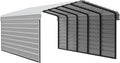 Arrow Carports Galvanized Steel Carport, with 2-Sided Enclosure, Compact Car Metal Carport Kit, 12' x 24' x 7', Eggshell