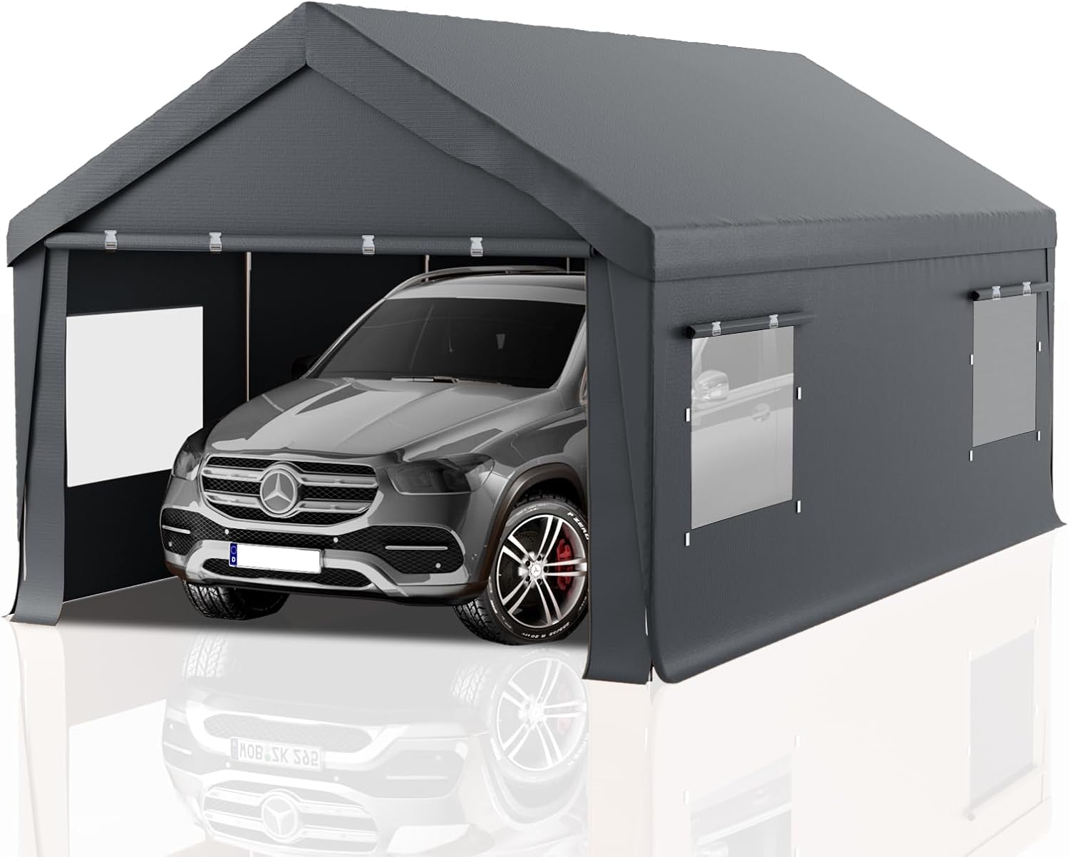 Carport 12x20 Heavy Duty Portable Garage,Carport Canopy with Roll-Up Windows & Doors,Portable Garage and Shelter with Removable Sidewalls,Car Tent Garage with All-Season Tarp for Truck Boat Tractor