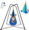 Swing Stand Frame with Sensory Pod Swings and Chair,X-Shaped Swing Set，Heavy-Duty Metal Hammock Chair Stand，Kids & Adults, Indoor Outdoor 330LBS(Blue)
