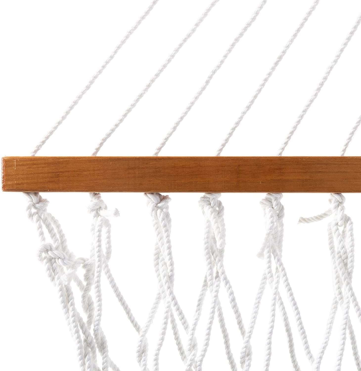 Original Pawleys Island Large White DuraCord Rope Hammock – 13 ft. x 55 in., 2-Person, 450 lb Capacity, Oak Spreader Bar, Zinc-Plated Hardware, Handcrafted in the USA
