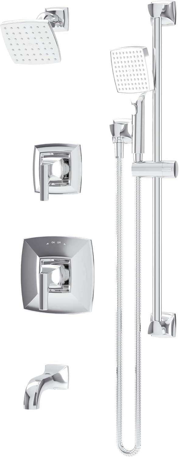 Symmons Oak HydroMersion Double Handle Tub and Shower Trim Kit with Hand Spray in Polished Chrome (Valve Not Included) - 569615TRM