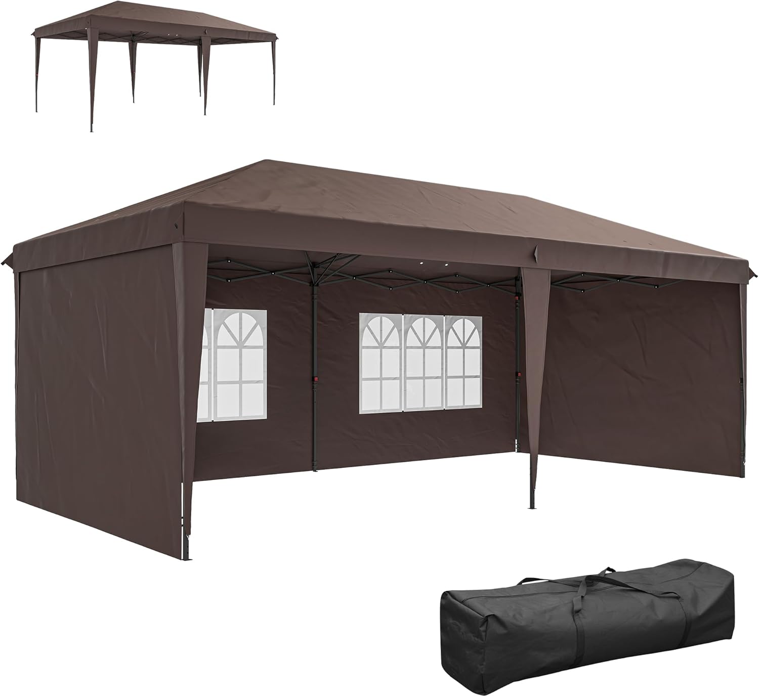 Outsunny 10' x 20' Pop Up Canopy Tent with 4 Sidewalls, Outdoor Portable Instant Canopy Shelter for Parties, Outdoor Instant Gazebo with Carry Bag for Garden, Patio, Coffee